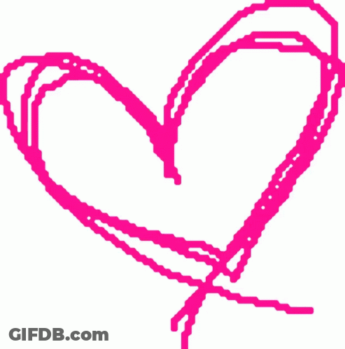 A Pink Pixel Art Heart With A White Background GIF