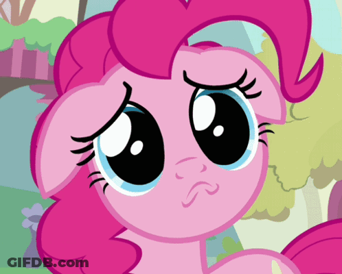 A Pink Pony With A Sad Look On Its Face GIF