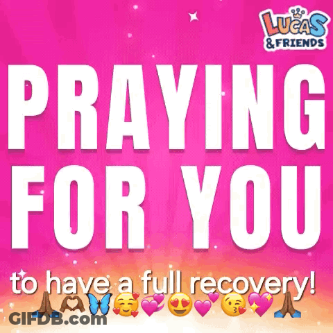 A Pink Poster That Says Praying For You GIF