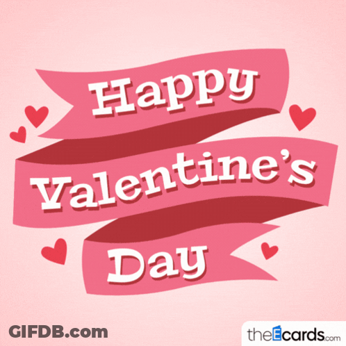 A Pink Ribbon With The Words Happy Valentine 'S Day GIF