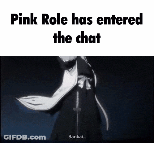 A Pink Role Has Entered The Chat With A Picture Of A Samurai Holding A Sword . GIF