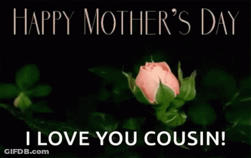 A Pink Rose With The Words `` Happy Mother 'S Day I Love You Cousin '' On It . GIF