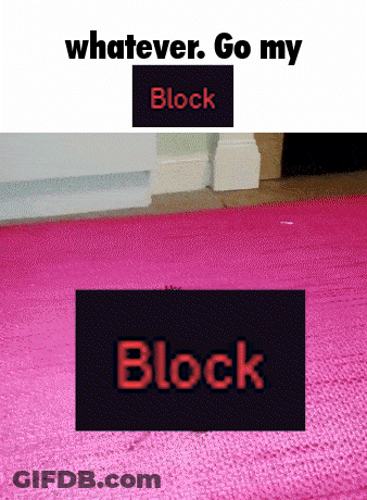 A Pink Rug With The Words " Whatever Go My Block " On Top Of It GIF