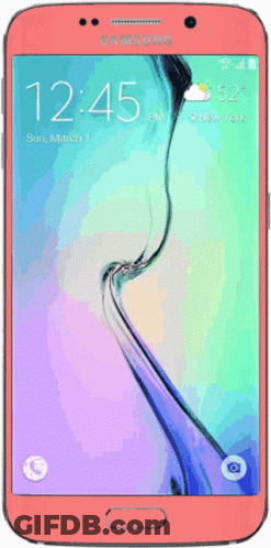 A Pink Samsung Phone Shows The Time As 12:45 On March 1St GIF