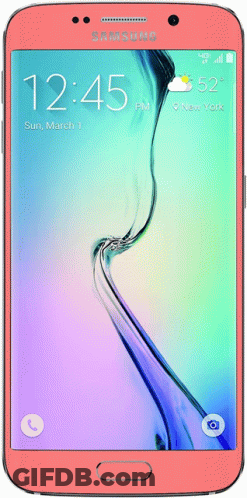 A Pink Samsung Phone Shows The Time As 12:45 Pm On March 1 GIF