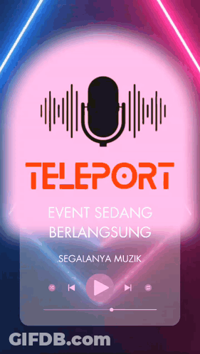 A Pink Sign That Says Teleport On It GIF
