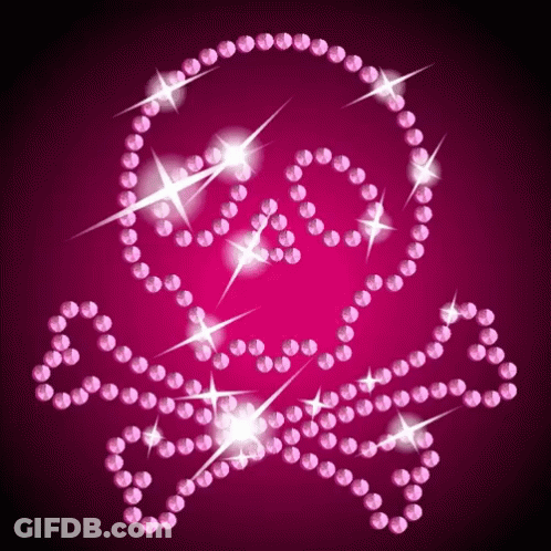 A Pink Skull And Crossbones Made Of Pink Pearls GIF
