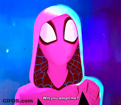 A Pink Spider-Man Is Asking If You Will Adopt Her GIF