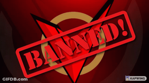 A Pink Stamp With The Word Banned Written On It GIF
