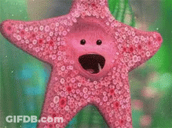 A Pink Starfish With A Smile On Its Face Is Swimming In The Ocean . GIF