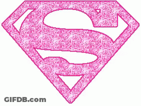 A Pink Superman Logo On A White Background . GIF