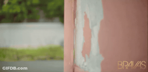 A Pink Wall With Bravas Written On The Bottom GIF