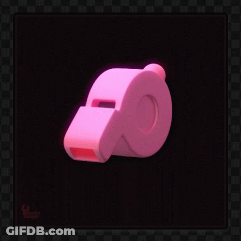 A Pink Whistle On A Black Checkered Background With The Letter O On It GIF