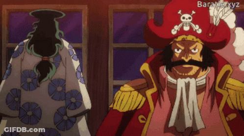 A Pirate With A Skull And Crossbones Hat Says " You Bastard " GIF