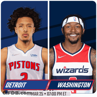 A Pistons And Wizards Basketball Game Is Scheduled For Mar 25 At 7:00 Pm Et GIF
