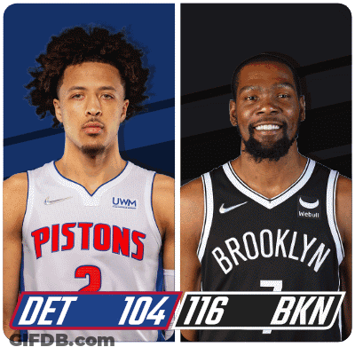 A Pistons Player And A Brooklyn Nets Player Are Standing Next To Each Other GIF