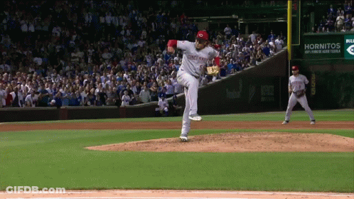 A Pitcher For The Cincinnati Reds Is About To Throw A Ball GIF