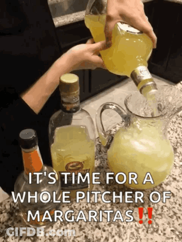 A Pitcher Of Margaritas Being Poured From A Bottle GIF