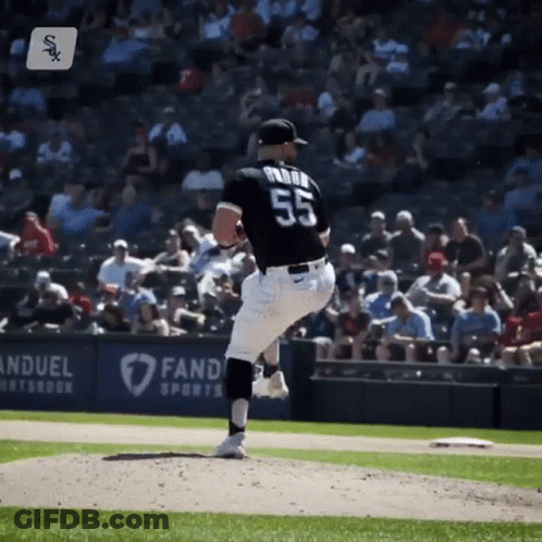 A Pitcher With The Number 55 On His Jersey GIF