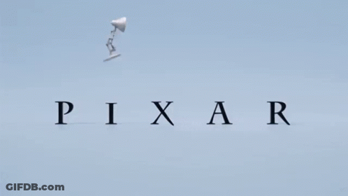 A Pixar Logo With A Lamp In The Middle Of It GIF