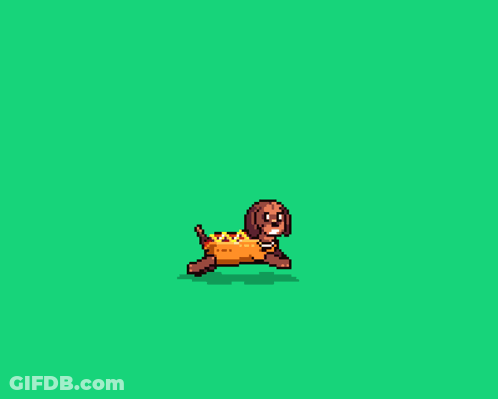 A Pixel Art Advertisement For Hotdog Rise With A Bear And A Hamburger GIF