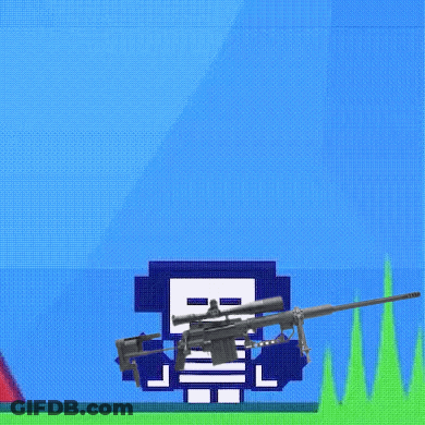 A Pixel Art Character Is Holding A Sniper Rifle In A Video Game . GIF
