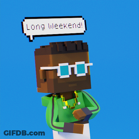A Pixel Art Character Says Long Weekend GIF