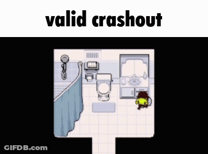 A Pixel Art Drawing Of A Bathroom With A Toilet , Sink , Shower And Curtain . GIF