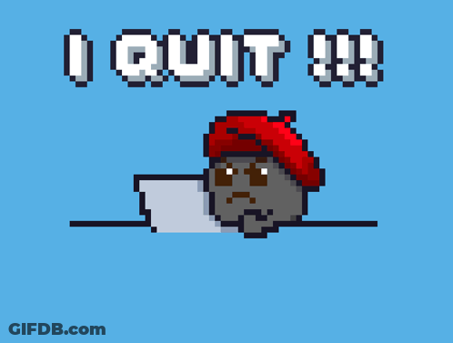 A Pixel Art Drawing Of A Bird With The Words Quit Written Below It GIF