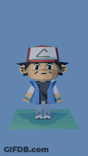 A Pixel Art Drawing Of A Boy With A Red Hat GIF