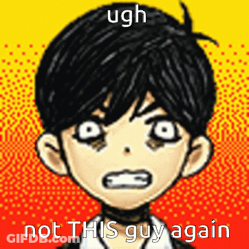 A Pixel Art Drawing Of A Boy With The Words Ugh Not This Guy Again GIF