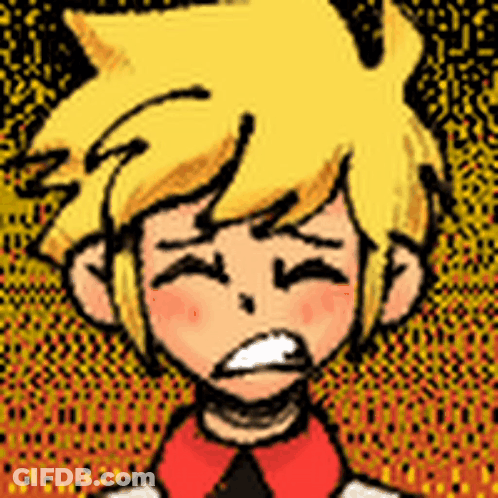 Pixel Art Boy With Yellow Hair And Sad Expression GIF