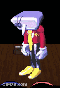 A Pixel Art Drawing Of A Cartoon Character Wearing A Red Jacket And Tie GIF