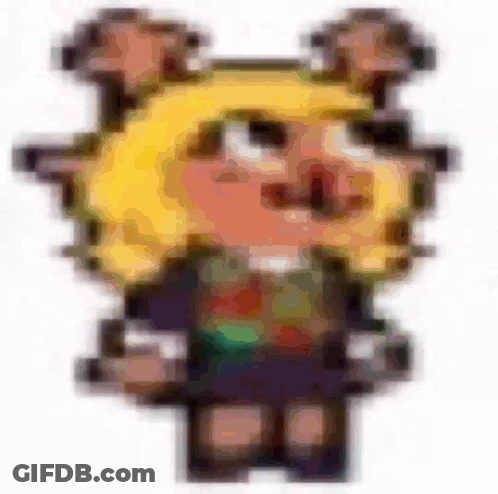 A Pixel Art Drawing Of A Cartoon Character With A Yellow Head GIF