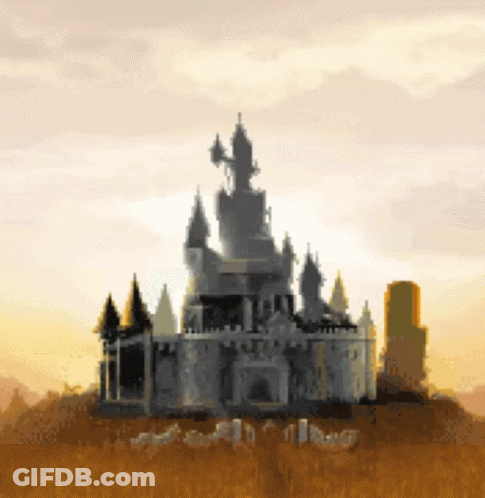 A Pixel Art Drawing Of A Castle On A Hill GIF