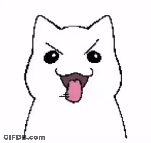 A Pixel Art Drawing Of A Cat With Its Tongue Hanging Out . GIF