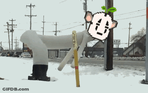 A Pixel Art Drawing Of A Cow Standing Next To A Pole GIF