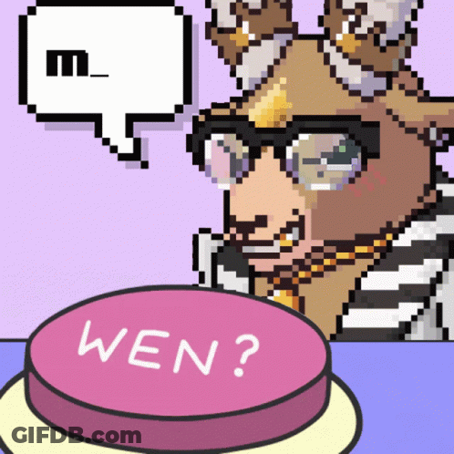 A Pixel Art Drawing Of A Deer Pressing A Button That Says Wen On It GIF