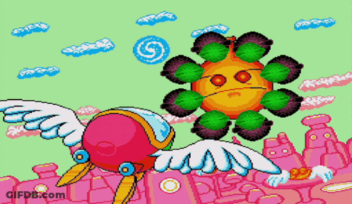 A Pixel Art Drawing Of A Flower With A Sad Face On It GIF