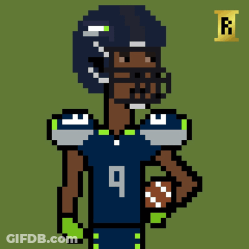 A Pixel Art Drawing Of A Football Player With The Number 9 GIF