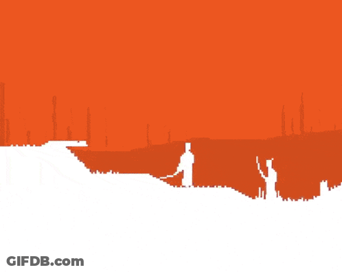 A Pixel Art Drawing Of A Forest With Trees In The Background GIF