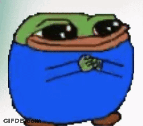 A Pixel Art Drawing Of A Frog Wearing A Blue Shirt And A Bow Tie . GIF
