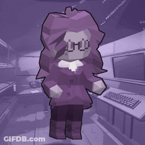 A Pixel Art Drawing Of A Girl In A Purple Dress GIF
