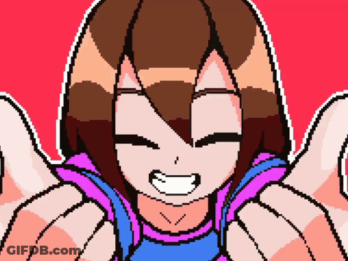 A Pixel Art Drawing Of A Girl Smiling GIF