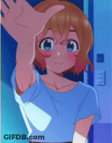 A Pixel Art Drawing Of A Girl With A Hand On Her Head GIF
