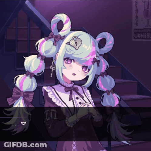 A Pixel Art Drawing Of A Girl With A Heart Shaped Lock On Her Hair GIF