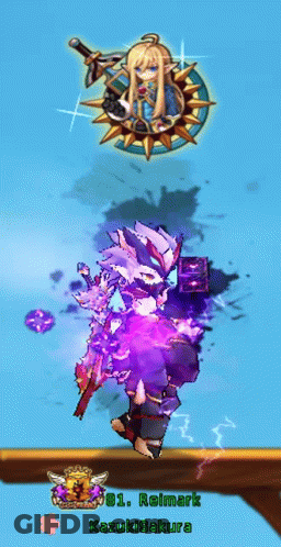 A Pixel Art Drawing Of A Girl With A Sword And The Name Reimark GIF