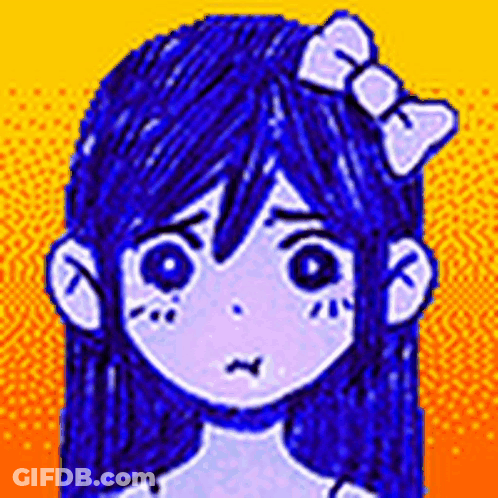 Pixel Art Girl With Blue Hair And Bow GIF
