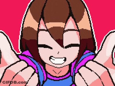 A Pixel Art Drawing Of A Girl With Brown Hair GIF