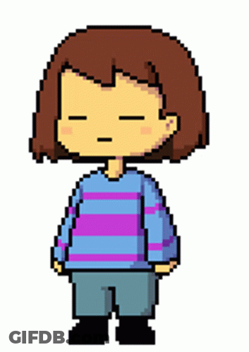 A Pixel Art Drawing Of A Girl With Closed Eyes GIF